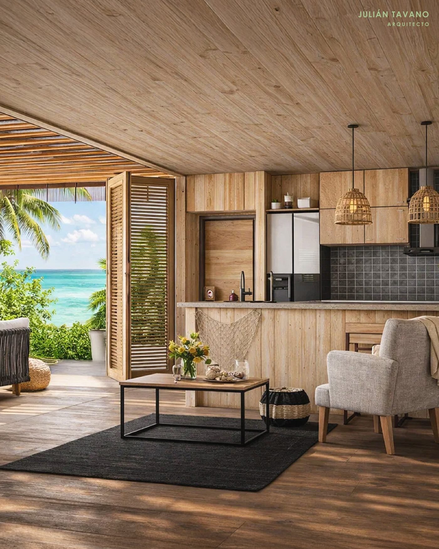 Casa Coral — living integrado con luz natural