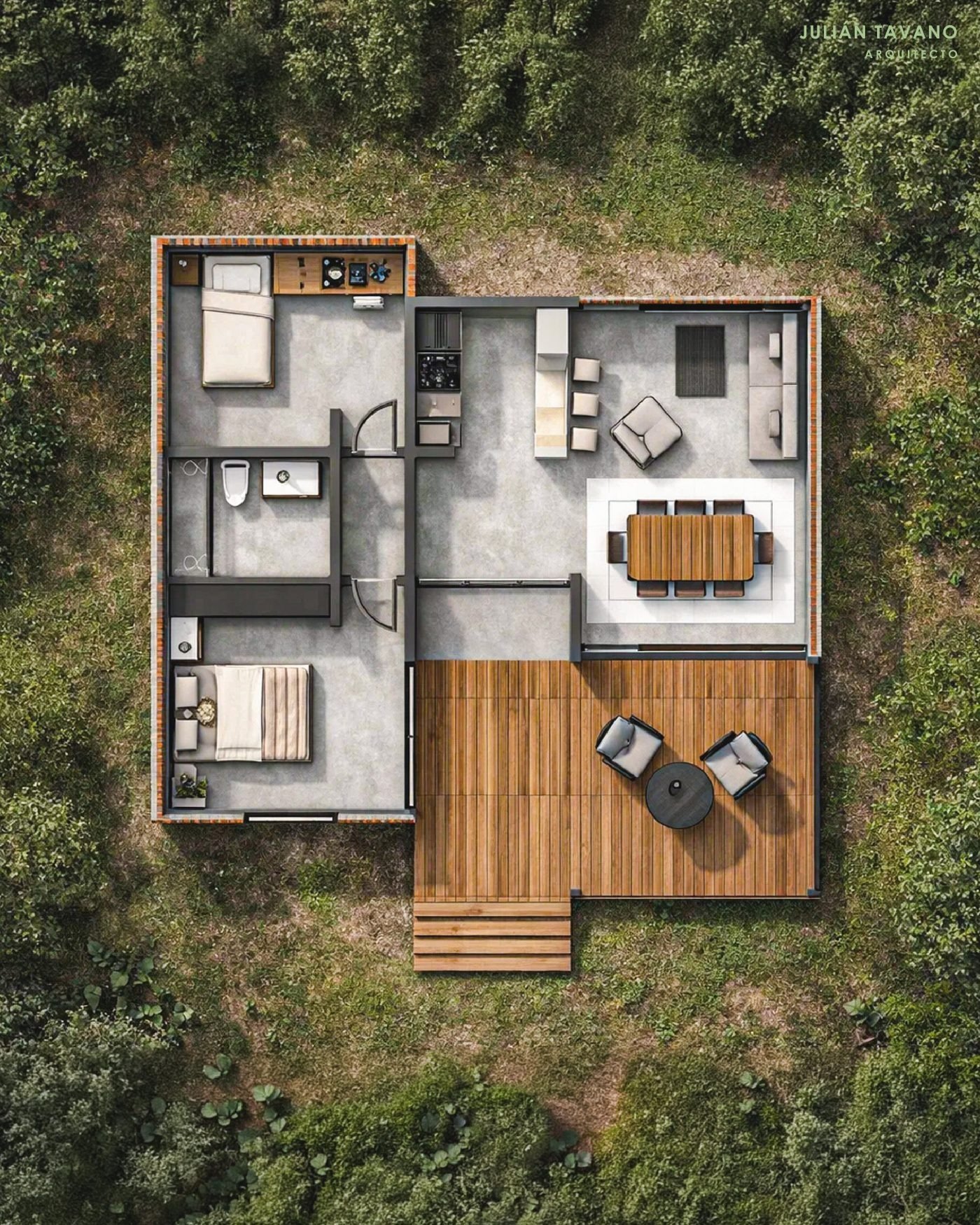 Casa Jarilla — deck exterior y entorno